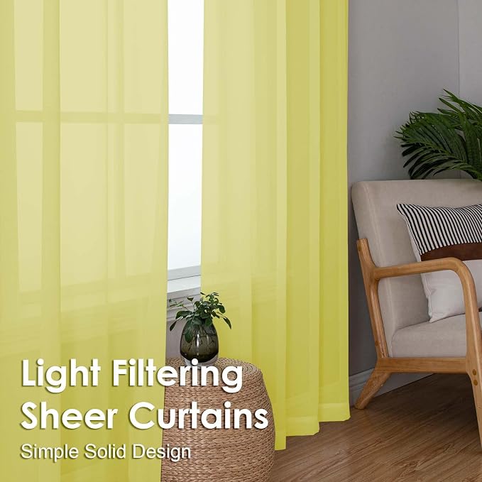 OVZME Sheer Curtains 63 inch Length 2 Panels Set - Image 6