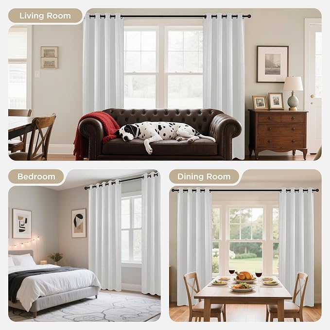 Joydeco White Curtains 120 Inches Long 2 Panels Set, Thermal Insulated Long - Image 8
