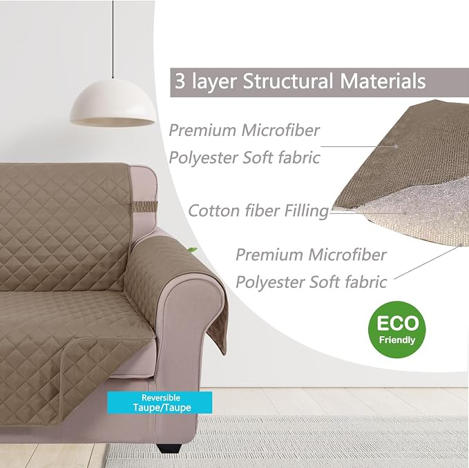 U-NICE HOME Reversible Oversized Chair Covers Quilted Water Repellent Pet - Image 5