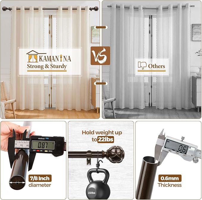 KAMANINA 2 Pack Curtain Rods for Windows 48 to 84 Inch, Antique Bronze Heavy - Image 7