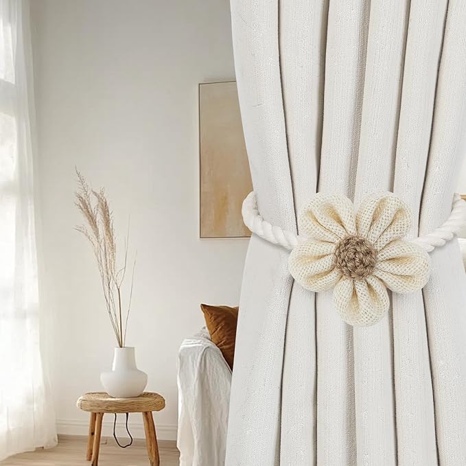 KLOGTSIND Magnetic Curtain Tiebacks, 2 Pack Flower Curtain Holdbacks - Image 6