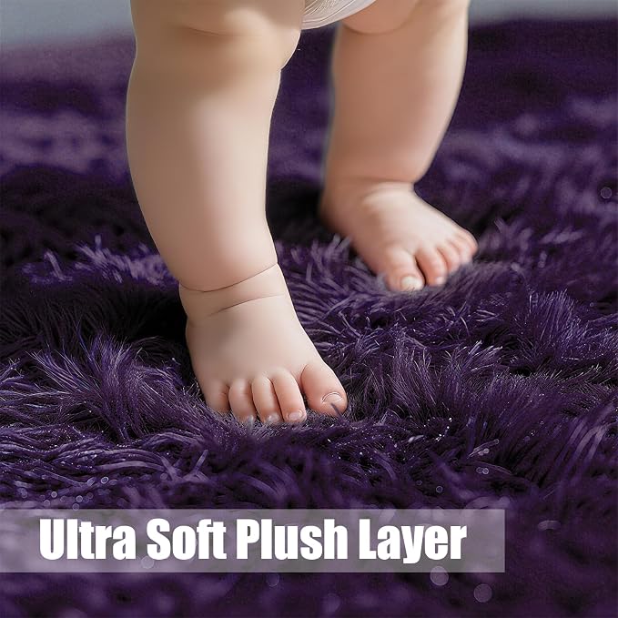 8x10 Fluffy Area Rugs for Living Room, Shag Area Rug for Bedroom, Soft Purple - Image 2