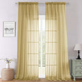 Lecloud Gold Sheer Curtains 120 Inches Long 2 Panels Set, Rod Pockets Light by Lecloud