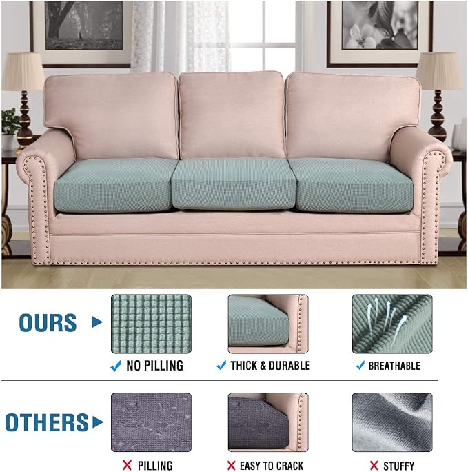 H.VERSAILTEX Super Stretch Individual Seat Cushion Covers Sofa Covers Couch - Image 2