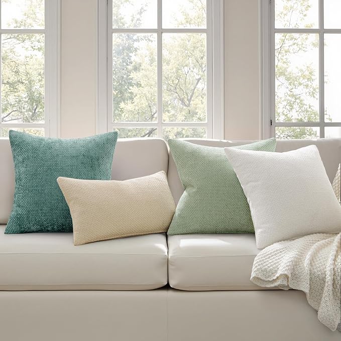 MIULEE Pack of 2 Couch Throw Pillow Covers 18x18 Inch Light Green Modern Boho - Image 3