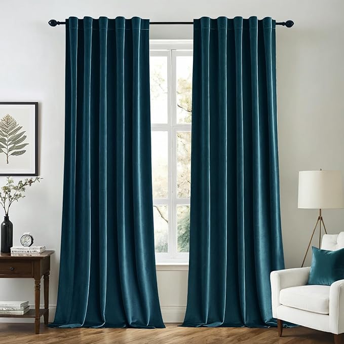 MIULEE Blue Velvet Curtains 96 inches 2 Panels by MIULEE