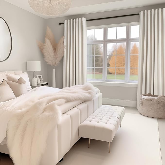 Topfinel 100% Blackout Linen Curtains 72 Inch Long Ivory Blackout Cream White - Image 7