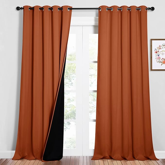 NICETOWN Full Shading Curtains for Windows, Super Heavy-Duty Black Lined by NICETOWN