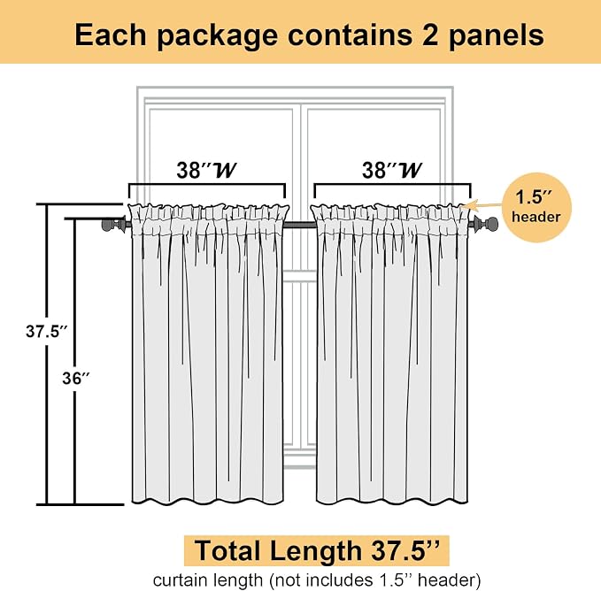 Lecloud Leia 36 Inch Sheer Curtains Sage Green Tiers - Image 3