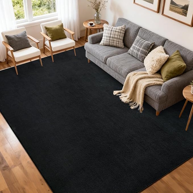 FinRèc 5x7 Washable Area Rugs for Bedroom Living Room, Low Pile Thin Rug Solid by FinRe%CC%80cHome