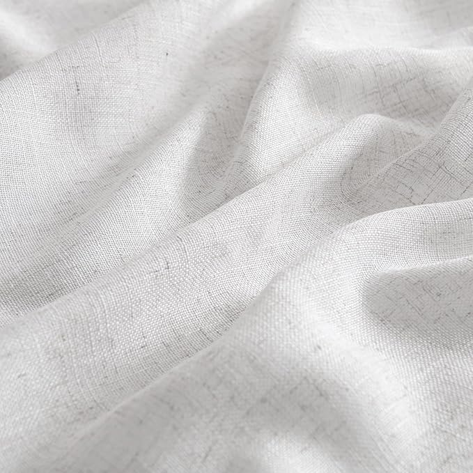 MIULEE White Curtains 36 Inch Length 2 Panels, Soft Thick Linen Textured Semi - Image 6
