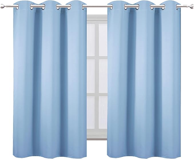 LEMOMO Sky Blue Blackout Curtains/38 x 54 Inch/Set of 2 Panels Thermal - Image 2