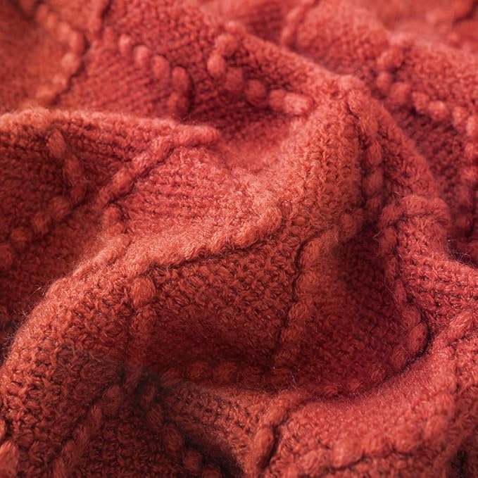BOURINA Rust Throw Blanket 50x60 Inches Throw Textured Solid Soft Sofa Throw - Image 5