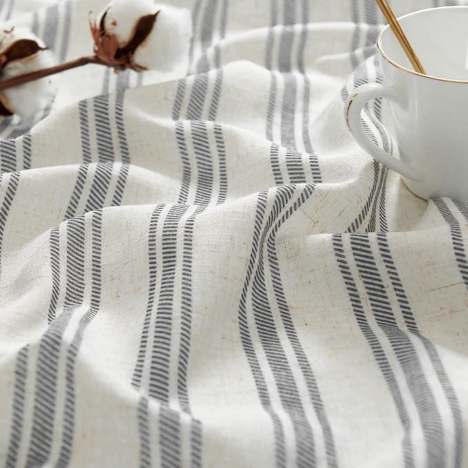 jinchan Striped Valance Farmhouse Window Treatment Linen Textured Drapes - Image 8