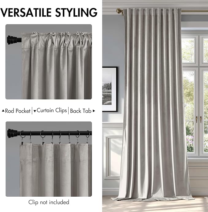 MIULEE Silver Gray Velvet Curtains 84 inches - Image 2