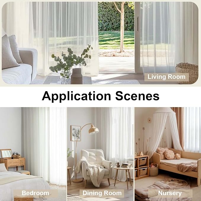 OWENIE Sheer Curtains 96 Inch Length, Elegant Sheer Curtains - Image 6