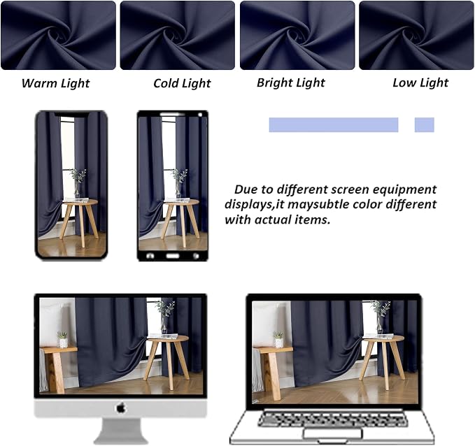Simplebrand Navy Blue Blackout Curtains - Image 8