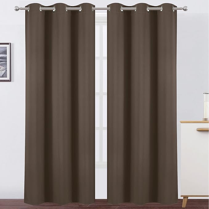 LEMOMO Chocolate Brown Thermal Blackout Curtains/38 x 84 Inch/Set of 2 Panels by Lemomo