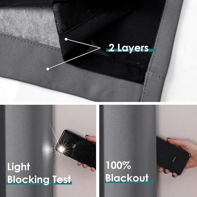 ChrisDowa 100% Blackout Curtains 63 inch Long - Image 4