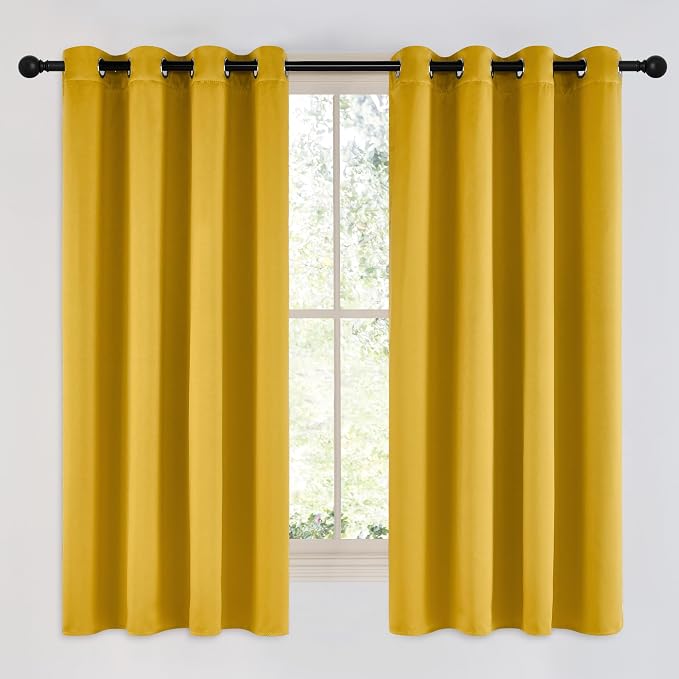 NICETOWN Room Darkening Gold Curtains 63 inch Length 2 Panels by NICETOWN