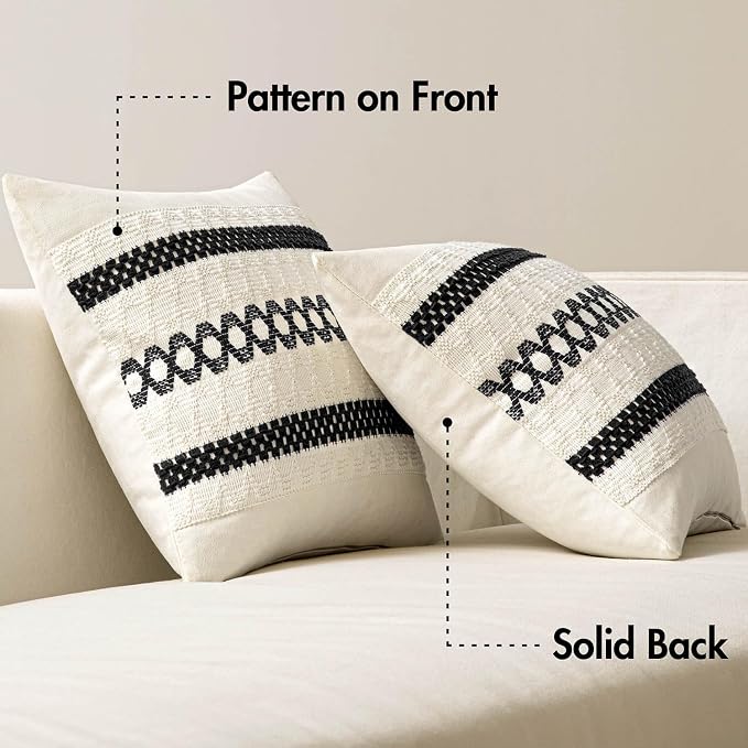 MIULEE Set of 2 Black Boho Decorative Lumbar Pillow Covers 12x20 Inch Farmhouse - Image 6