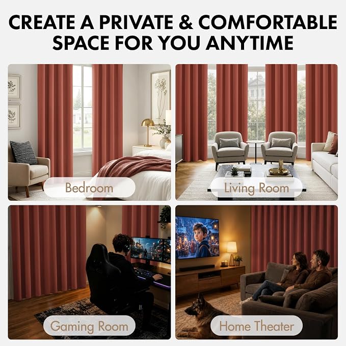 MIULEE Burnt Orange Blackout Curtains 4 Panels Set 72 Inch Length Bedroom | - Image 5