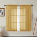 Gwine Gold Sheer Curtains for Bedroom 54 inches Long 2 Panels, Light Filtering by Gwine