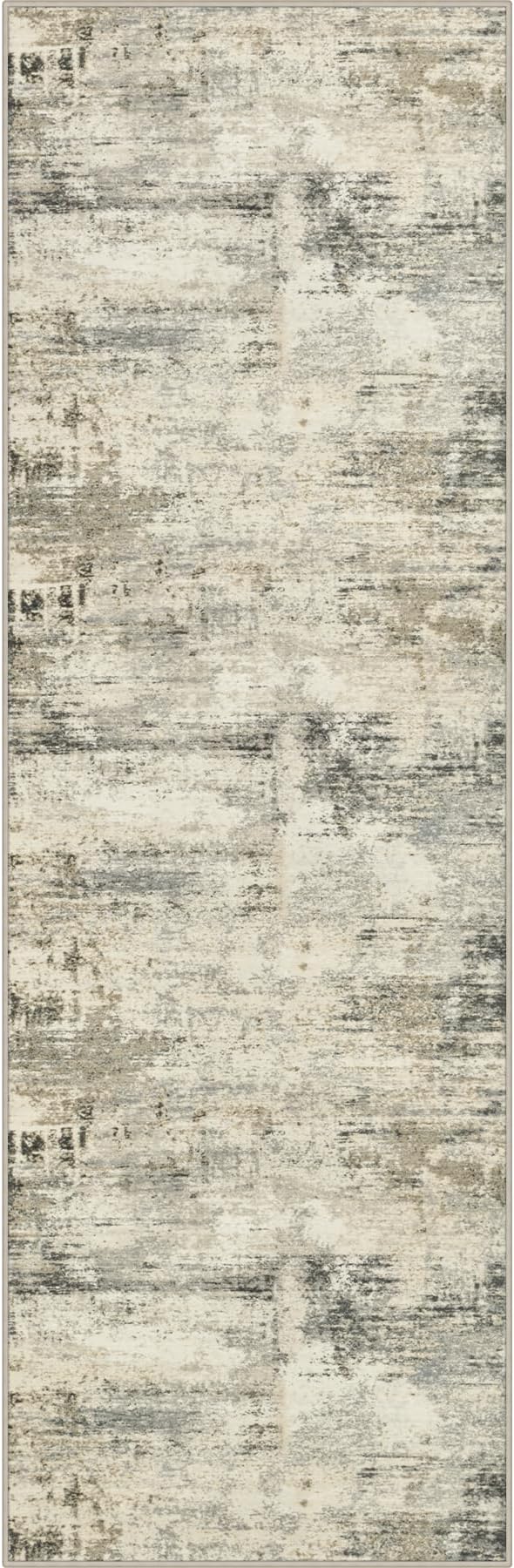 2x6 Washable Runner Rug：Modern Abstract Soft Carpet Ash Brown | by FXRHLP
