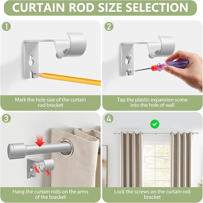 5/8” Diameter Curtain Rods 30-120 Inch, - Image 4