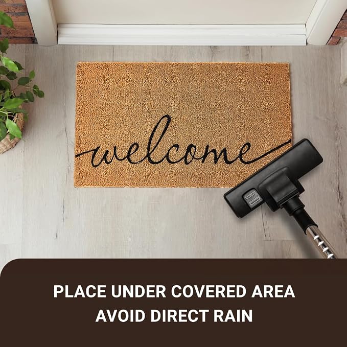 KANKUN Coco Coir Door Mat with Heavy Duty Backing, Welcome Doormat, Doormat - Image 7