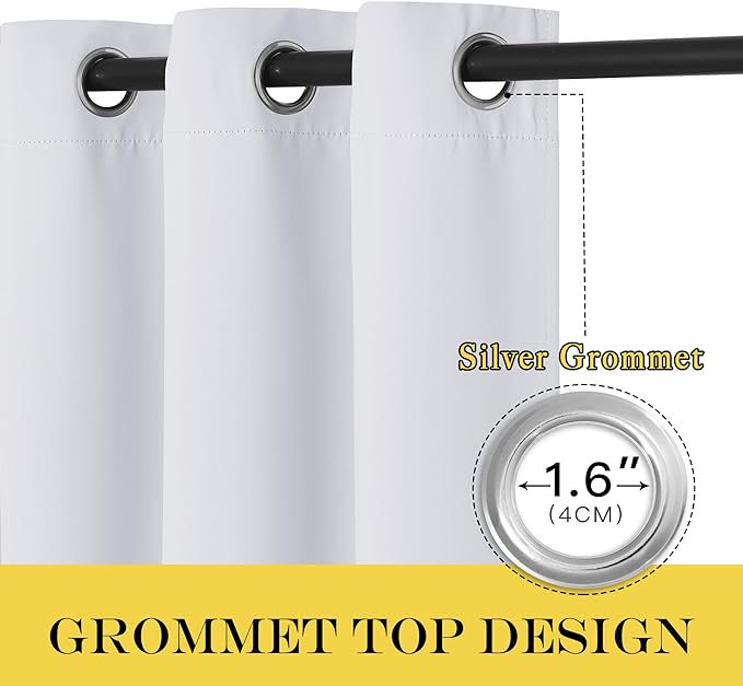 NICETOWN Greyish White Curtain for Bedroom, Room Darkening Solid Thermal - Image 2