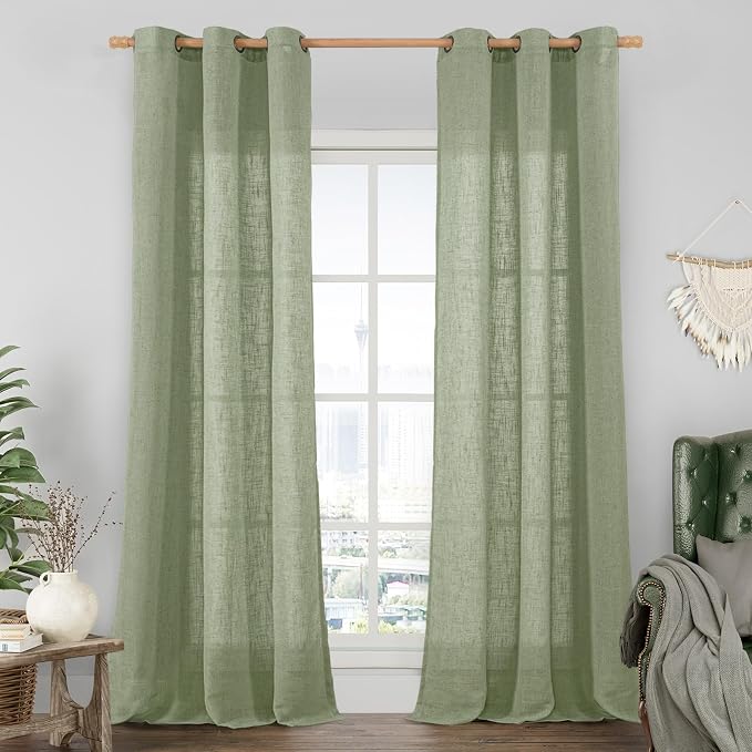 LAMIT Sheer Linen Curtains 84 Inches Long by LAMIT