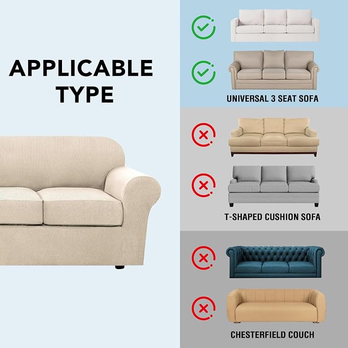 H.VERSAILTEX 4 Piece Stretch Couch Covers - Image 9