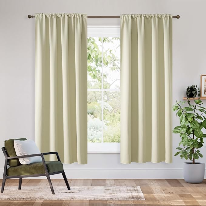 RYB HOME Bedroom Blackout Curtains 63 inches Long, 100% Blackout Thermal by RYBHOME