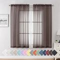 Aiyufeng Chocolate Sheer Curtains 63 Inches Long 2 Panels, Solid Voile Top Dual by Aiyufeng