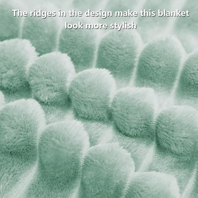 HIMEET Sage Green Ribbed Throw Blanket - Image 8