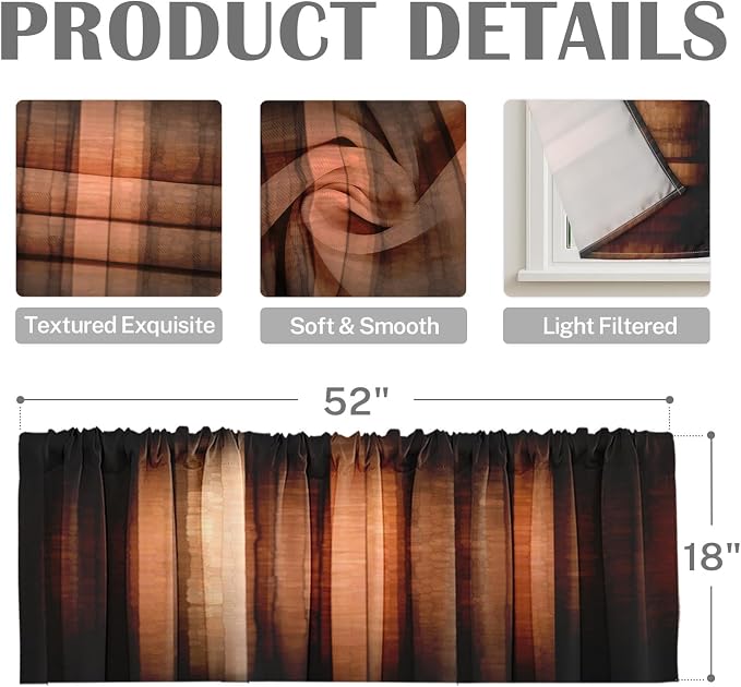 Emvency 2 Pack Valances Window Treatments, 52x18 Inch Rod Pocket Valances - Image 3