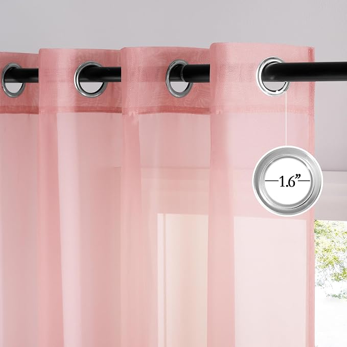 NICETOWN Voile Sheer Baby Pink Curtains - Image 2