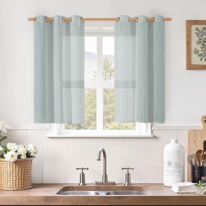 LAMIT Short Linen Curtains 40 Inches Long by LAMIT