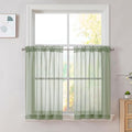 OVZME Sage Green Sheer Curtains 36 inches Long, Short Kitchen Window Treatment by OVZME