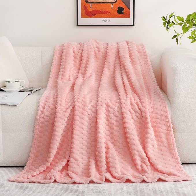 Light Pink Throw Blanket 50"×70" inches Gifts by Puncuntex