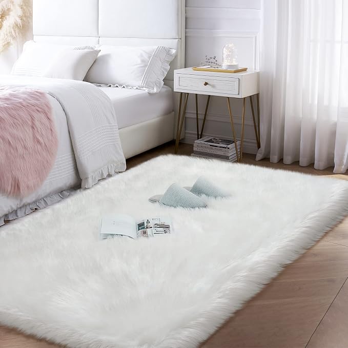 Fluffy Area Rug, Furry Bedside Nursery Rug Plush Indoor Floor Carpet - Image 7