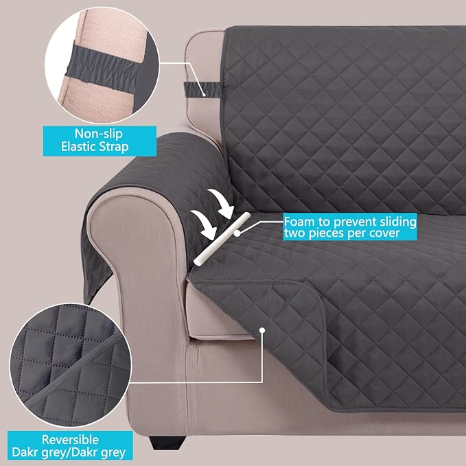U-NICE HOME Reversible Oversized Chair Covers Quilted Water Repellent Pet - Image 3