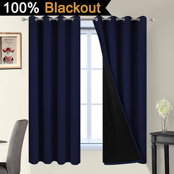 Yakamok Total Blackout Curtains, 2 Thick Layers Completely Blackout Thermal - Image 2
