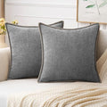 MIULEE Pack of 2 Couch Throw Pillow Covers 18x18 Inch Dark Gray Farmhouse by MIULEE