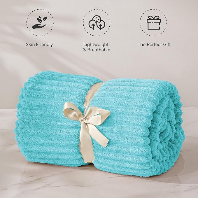 BEDELITE Fleece Blanket Twin Size – 3D Ribbed Jacquard Soft and Warm Decorative - Image 4