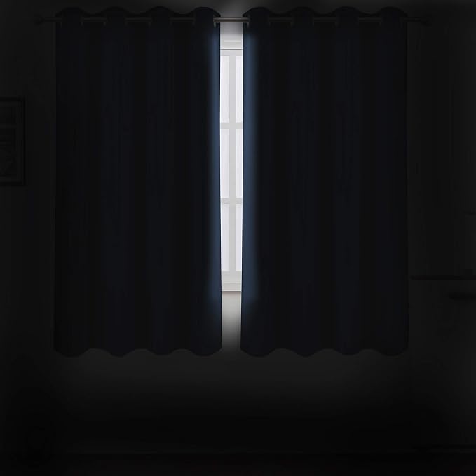 LEMOMO Blackout Curtains 52 x 63 inch/Navy Blue Curtains Set of 2 - Image 3