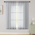 Sheer Light Grey Curtains for Bedroom Living Room 63 Inch Length 2 Panels by WelvetBLK