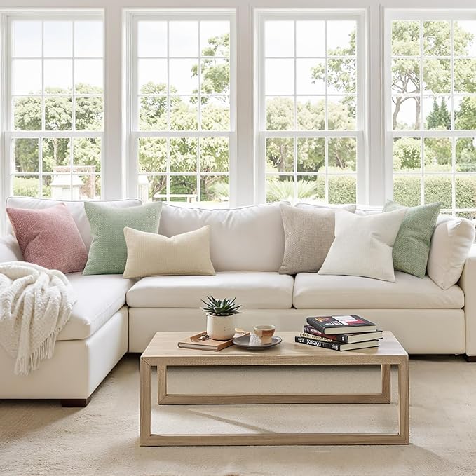 MIULEE Pack of 2 Couch Throw Pillow Covers 20x20 Inch Neutral Cream Modern Boho - Image 2