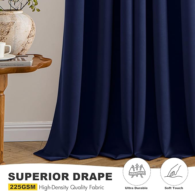 MIULEE Blackout Curtains for Bedroom 2 Panels 40 x 36 Inch Long Navy Blue | - Image 6